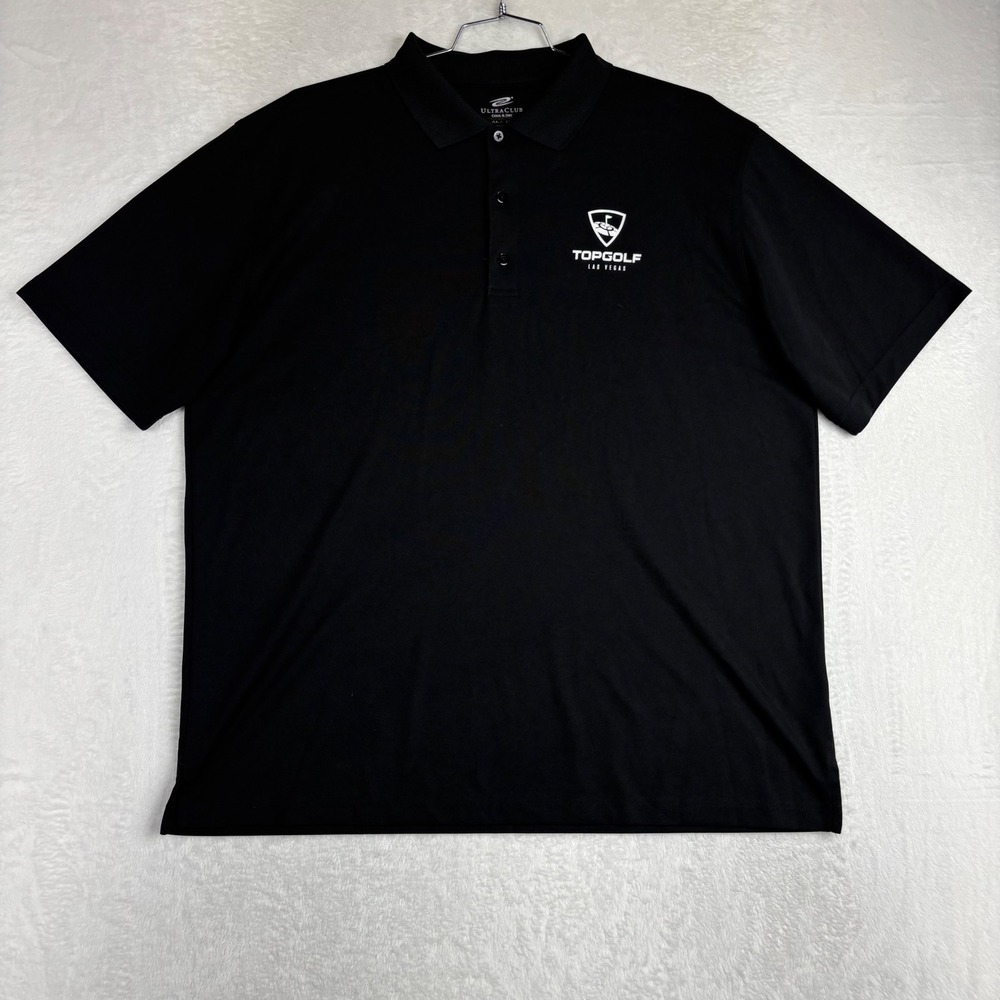 UltraClub Topgolf Las Vegas Men XL Black Cool & Dry Performance Polo Shirt